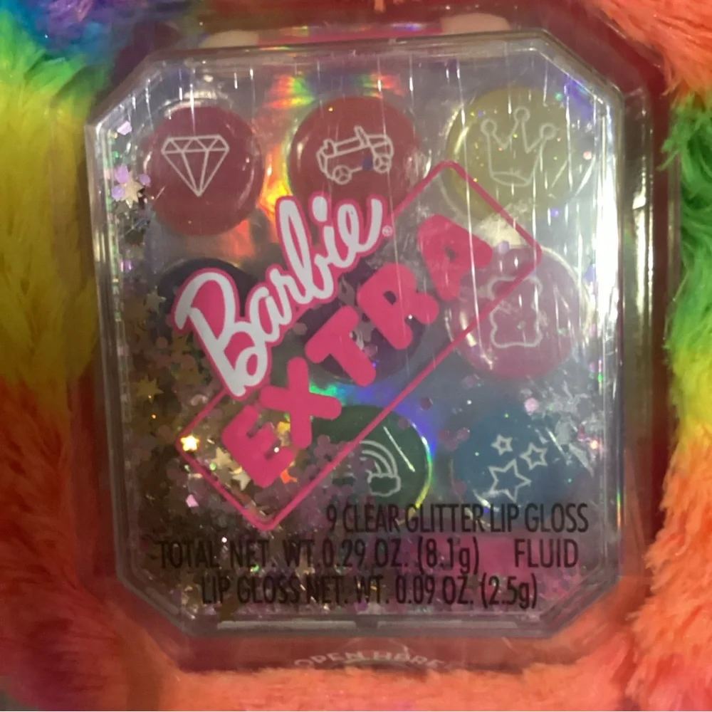 Barbie Extra Fur Make Up Purse with Glitter Lip Gloss Plastic Chain Strap